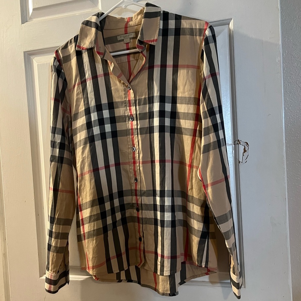 Burberry Beige and Black Checkered Shirt